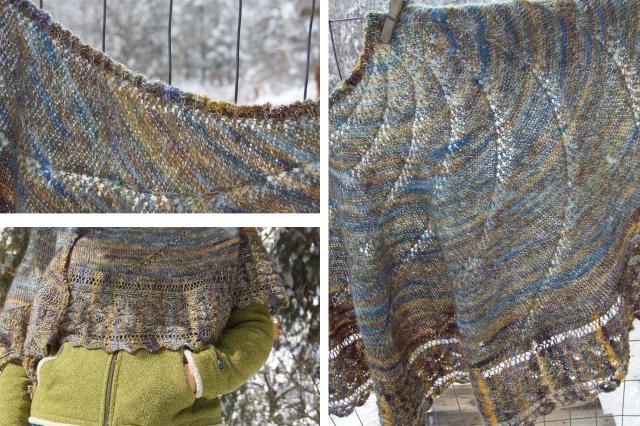 Seashore Eclipse Shawl This was a circular shawl that I decided to add an after-thought steek, cut it open and finished the edge with a simple crochet border.