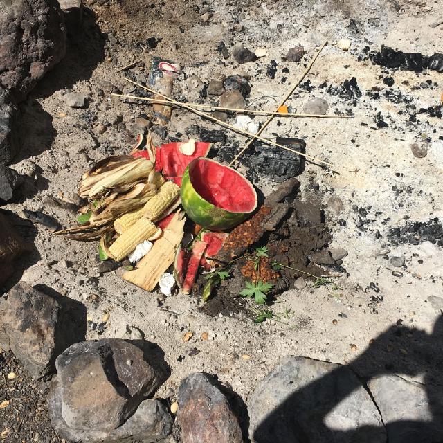 Food waste from someone’s 4th of July celebration. We found watermelon, hot dogs, pork bones, baked beans and untouched ears of corn in and around a creek bed. Food waste from someone’s 4th of July celebration. We found watermelon, hot dogs, pork bones, baked beans and untouched ears of corn in and around a creek bed.